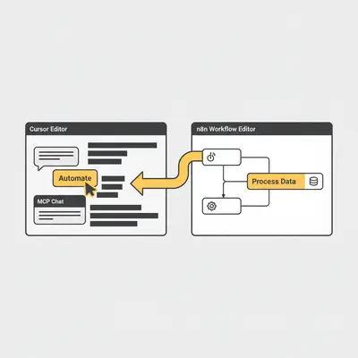 Cursor editor controlling n8n workflow via MCP integration