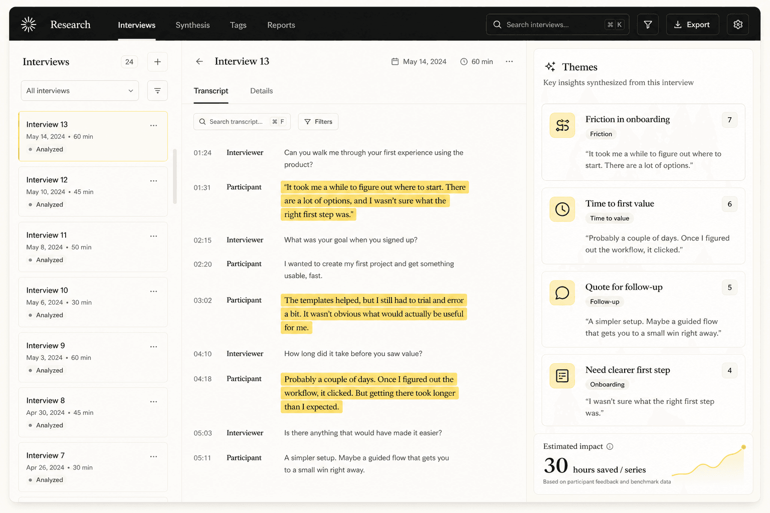 User-interview analysis